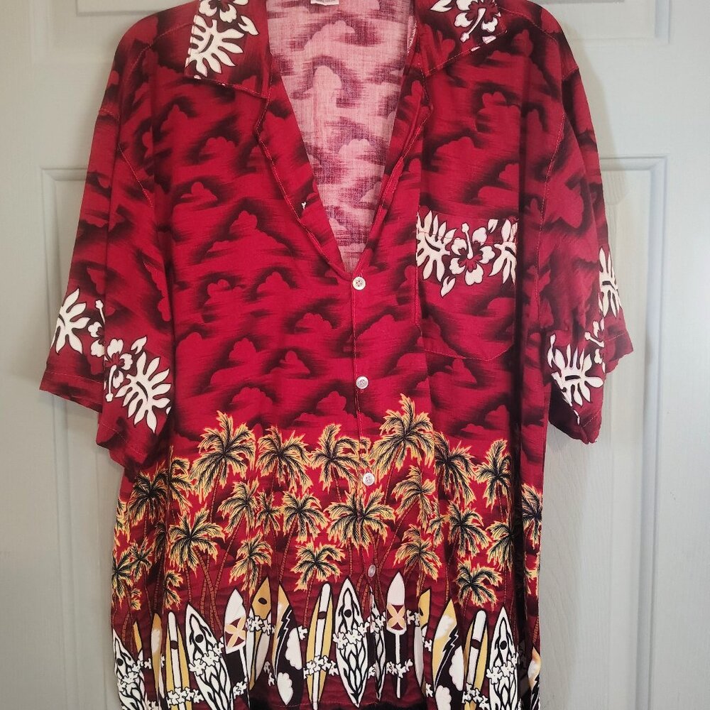 Men's Red Vintage Hawaiian Shirt